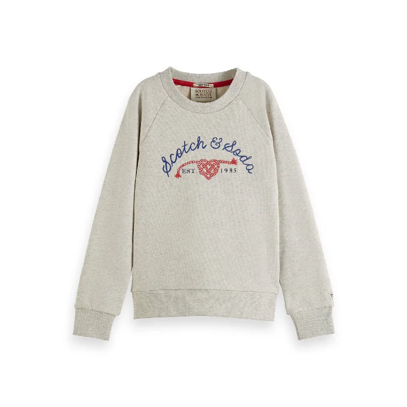 Scotch Shrunk  Light Grey Melange Printed Sweatshirt