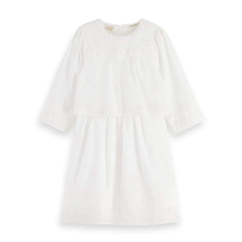 Scotch Shrunk  Off White Anglaise 3/4 Sleeve Dress