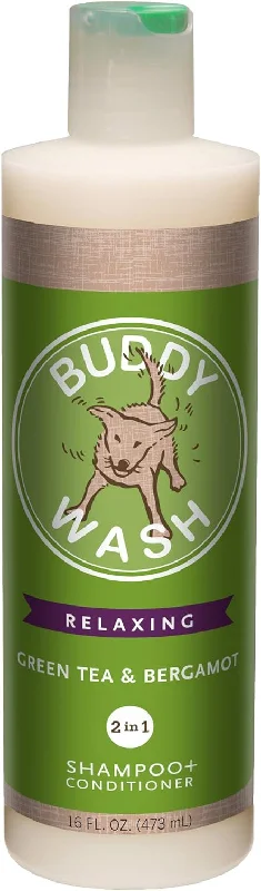 Pet grooming and cleaning products:Buddy Wash 2-in-1 Dog Shampoo & Conditioner (Green Tea & Bergamot) - 16oz