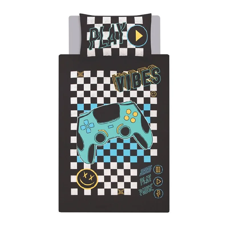 George Home Black & White Gaming Checkerboard Duvet Set - Single