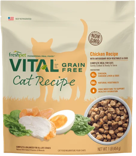  -High-fiber dog foodFreshpet Vital Grain Free Chicken Recipe with Antioxidant-Rich Vegetables & Eggs for Cats