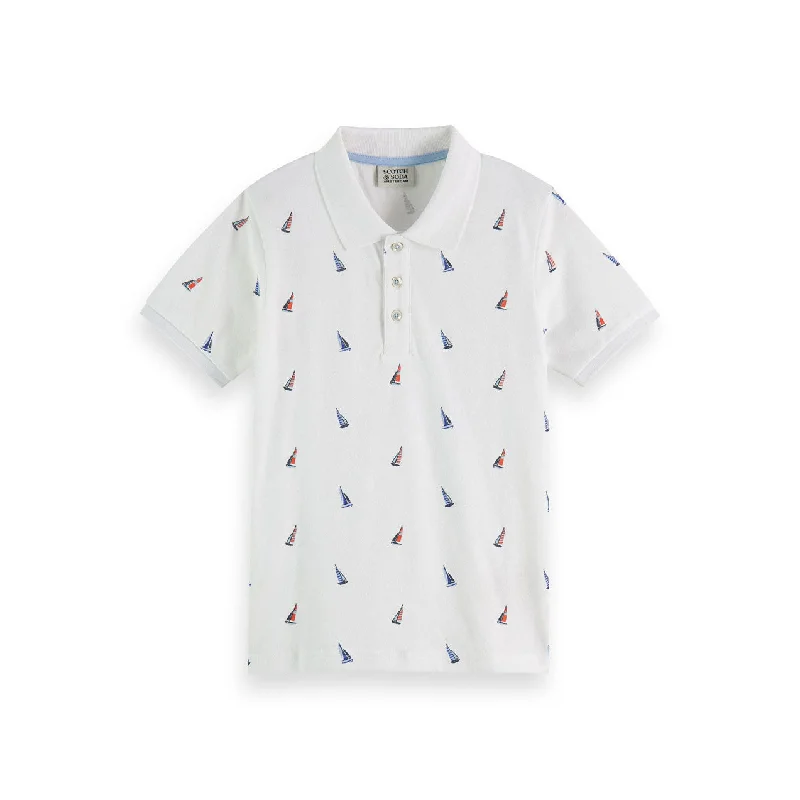 Scotch Shrunk  White Allover Printed Pique Polo